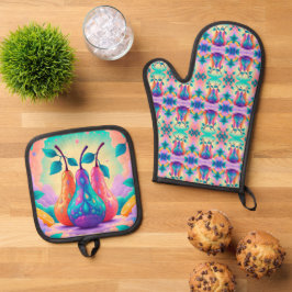 洋カラフル梨 鍋つかみ&鍋敷きセット