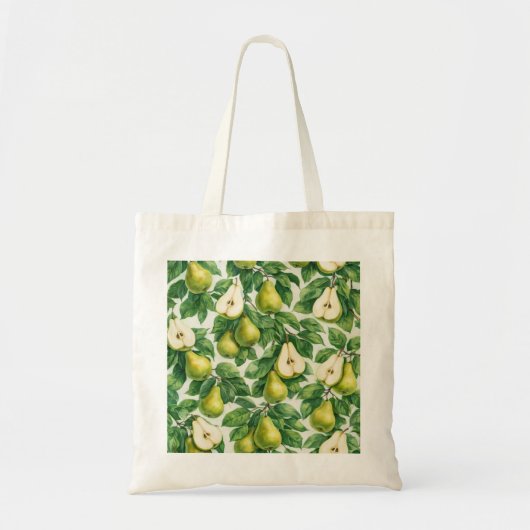 洋ナシのスライスの植物画柄 トートバッグ (正面)