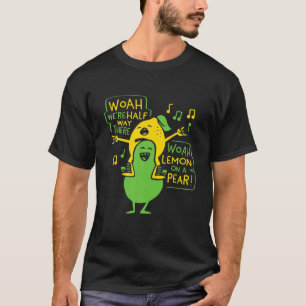 洋ナシの上にレモおもしろいンミームグルメ半分W Tシャツ