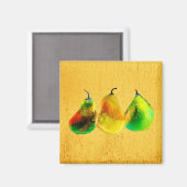 洋ナシ水彩緑色フルーツ磁石 マグネット (正面/裏面)