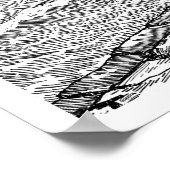 洋上風力発電の墨絵 ポスター (角)