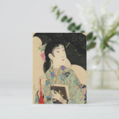 洋傘と本を持つスタイル ポストカード (スタンド正面)