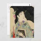 洋傘と本を持つスタイル ポストカード (正面/裏面)