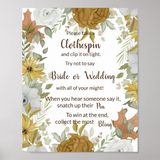 洋服ピンボホ秋シャワーゲームサインを入れる ポスター (正面)