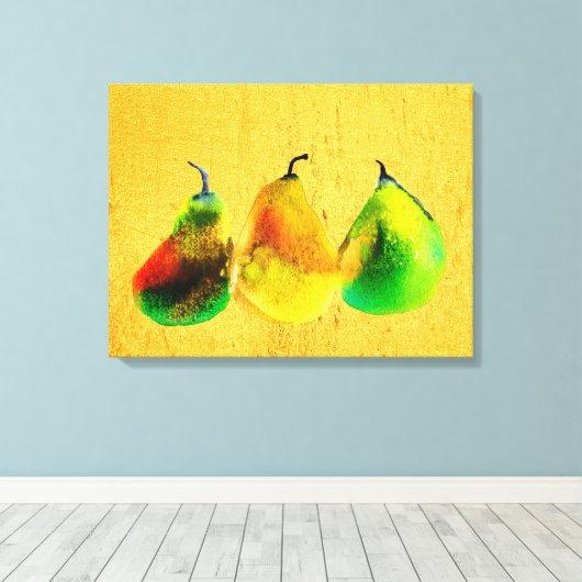 洋梨アートかわいい水の色のフルーツキャンバス印刷 キャンバスプリント (インサイチュ (ウッドフロア))