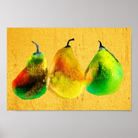 洋梨アートかわいい水色のフルーツポスター ポスター (正面)