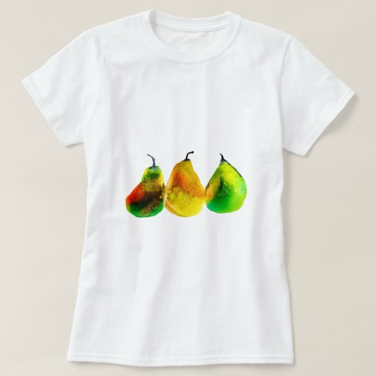洋梨アートかわいい水色のフルーツTシャツ Tシャツ (デザイン正面)