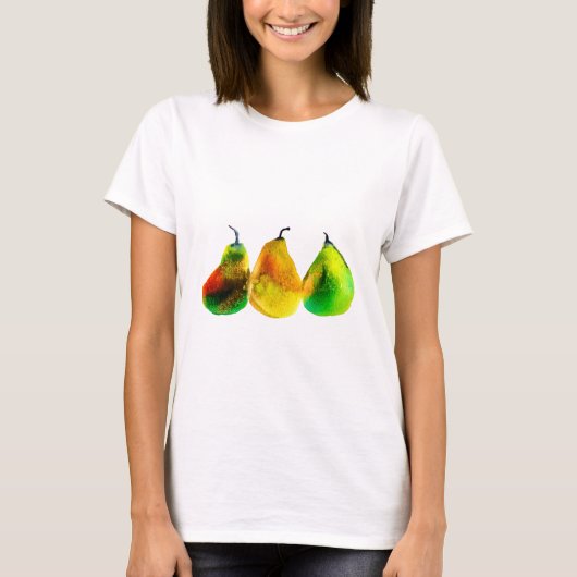 洋梨アートかわいい水色のフルーツTシャツ Tシャツ (正面)