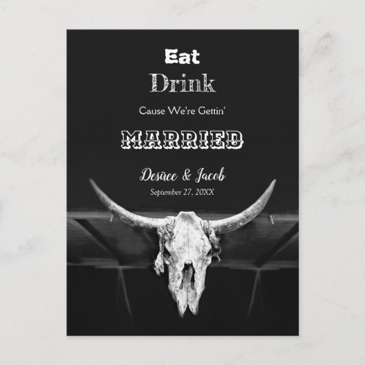 洋酒素朴白食べ酒結婚した 案内ポストカード (正面)