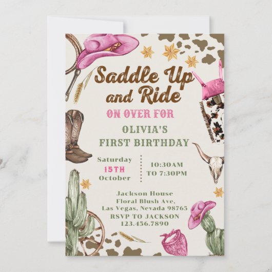 洋鞍を上げて乗って誕生日する 招待状 (正面)