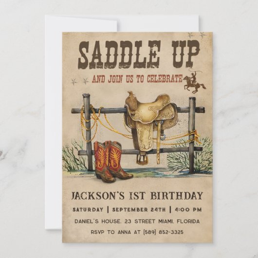 洋鞍を上げて乗って誕生日する 招待状 (正面)