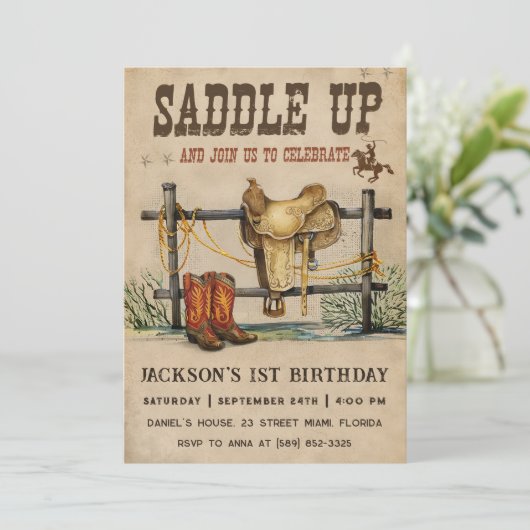 洋鞍を上げて乗って誕生日する 招待状 (スタンド正面)