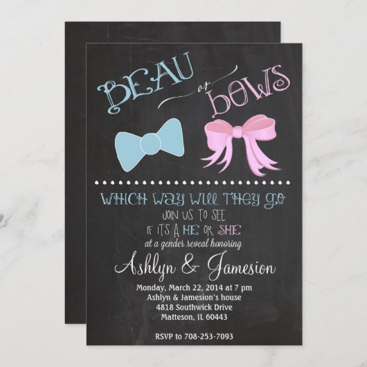 洒落男の弓か弓性はパーティの招待状を明らかにします 招待状 (正面/裏面)