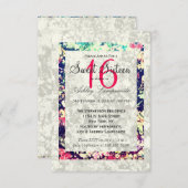 洗い流し数々のとカラーのエレガントフローラ 招待状 (正面/裏面)