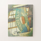 洗い浴槽ランドロマットヴィンテージ符号のサイズ超過 ジグソーパズル (縦)