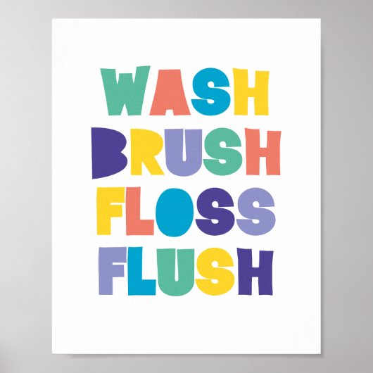 洗い用ブラシフロス洗い流し浴室標識 ポスター (正面)