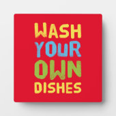 洗う皿チョーリマインダーイエロー文字 フォトプラーク (正面)