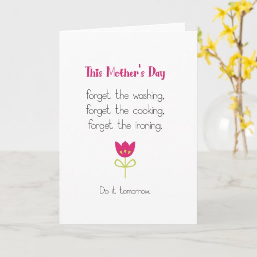 洗おもしろいユーモアのある忘れい母の日 カード (黄色い花)