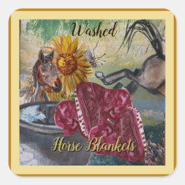 洗った馬の毛布デザイン スクエアシール