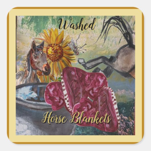 洗った馬の毛布デザイン スクエアシール (正面)