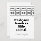 洗ってね 2020 面白いユーモアスウェットステッチ シーズンカード (正面/裏面)