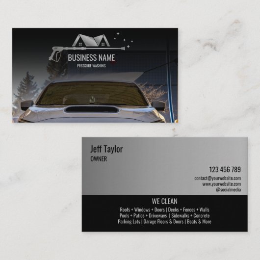 洗圧式洗力洗濯屋上車庫 名刺 (正面/裏面)