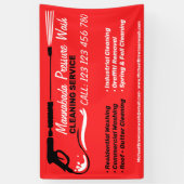 洗圧赤パワーウォッシュクリーナーショップ 横断幕 (縦)