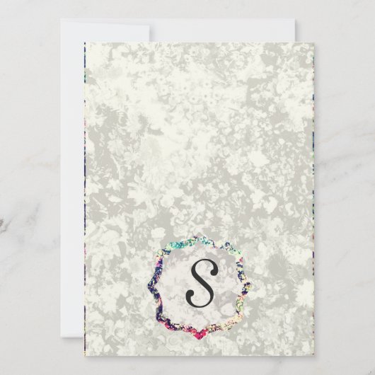 洗浄される及び多彩でエレガントな花のコラージュ 招待状 (裏面)