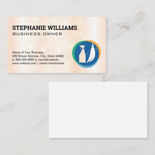 洗浄スプレー及び箒 | メイドサービス 名刺 (正面/裏面)