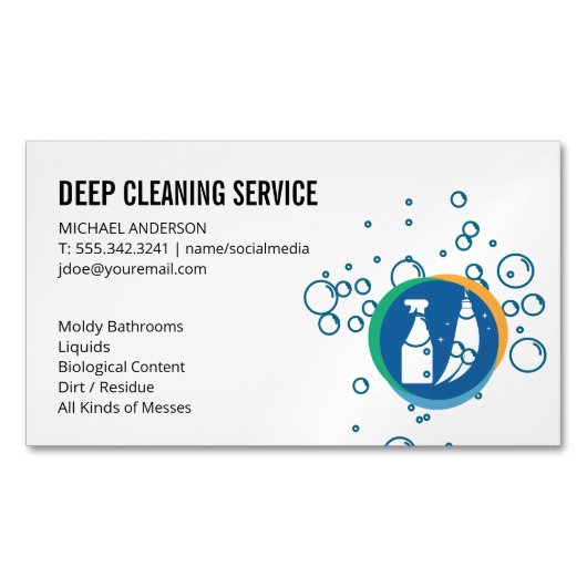 洗浄スプレー箒 |シャボン玉 マグネット名刺 (正面)