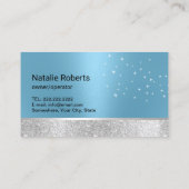 洗浄モダンサービスブルー&シルバーフローラスプレー 名刺 (裏面)