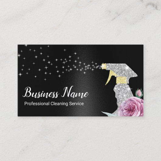 洗浄モダンサービス銀スプレーブラック 名刺 (正面)