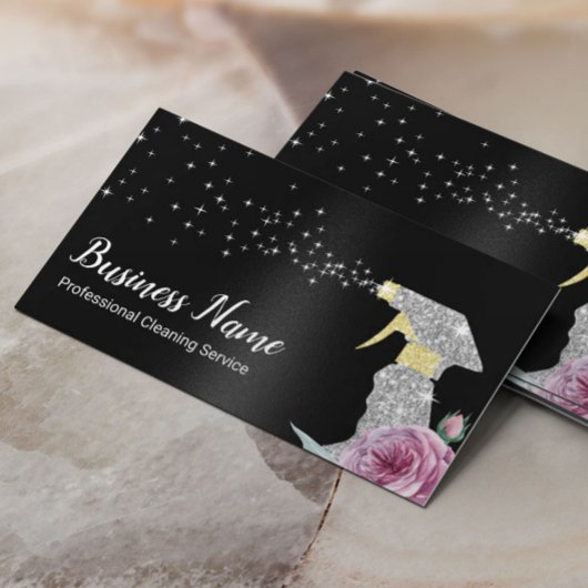 洗浄モダンサービス銀スプレーブラック 名刺