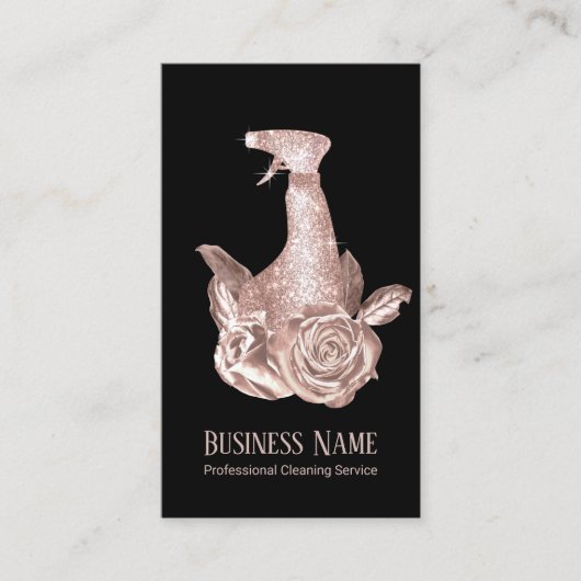 洗浄モダンバラ金ゴールドスプレーボトルと花 名刺 (正面)