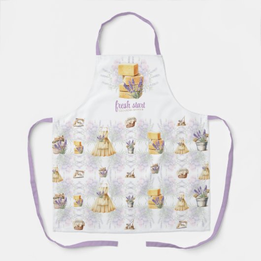 洗浄水色ラベンダー石鹸 エプロン (正面)