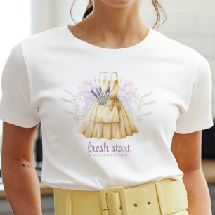 洗浄用水色ラベンダーエプロン Tシャツ