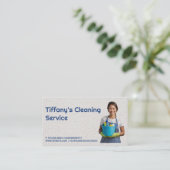 洗浄製品を持つ人 名刺 (スタンド正面)