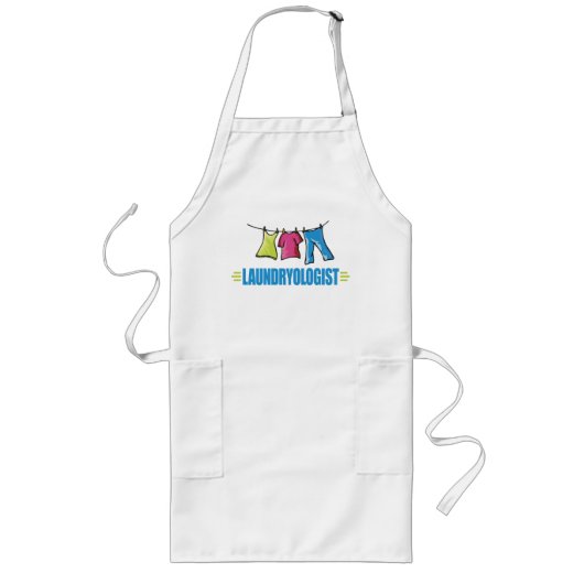 洗濯おもしろい好き ロングエプロン (正面)