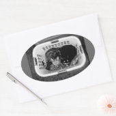 洗濯かご猫ちゃん 楕円形シール (封筒)