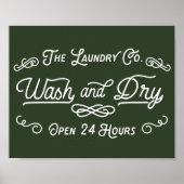 洗濯とドライランドリーヴィンテージの暗緑色 ポスター (正面)