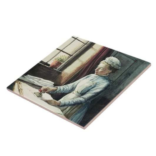 洗濯の女中、c.1880 タイル (側面)