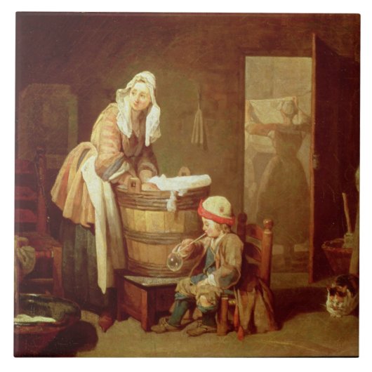 洗濯の女性 タイル (正面)