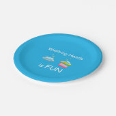 洗濯の手はおもしろいかわいい青 ペーパープレート (アングル)