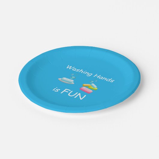 洗濯の手はおもしろいかわいい青 ペーパープレート (アングル)