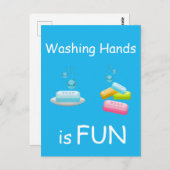 洗濯の手はおもしろいコロナウイルスの安全性かわいい ポストカード (正面/裏面)