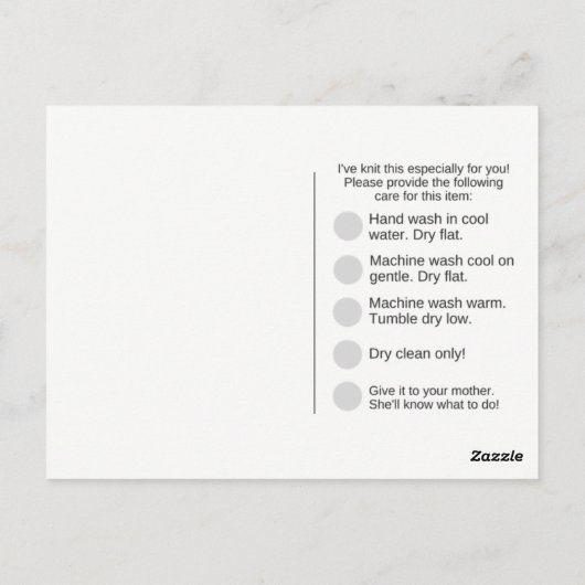 洗濯の指示で手編みする ポストカード (裏面)