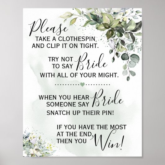 洗濯ばさみ ユーカリのグリーン 装飾 サイン (正面)