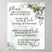 洗濯ばさみ ユーカリの葉の装飾 ゲーム看板 ポスター (正面)