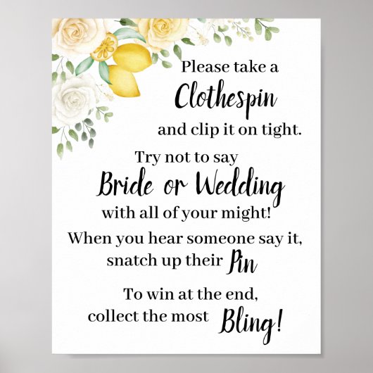 洗濯ばさみ レモン&ローズ シャワーゲーム サイン (正面)