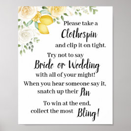 洗濯ばさみ レモン＆ローズ シャワーパーティー サイン